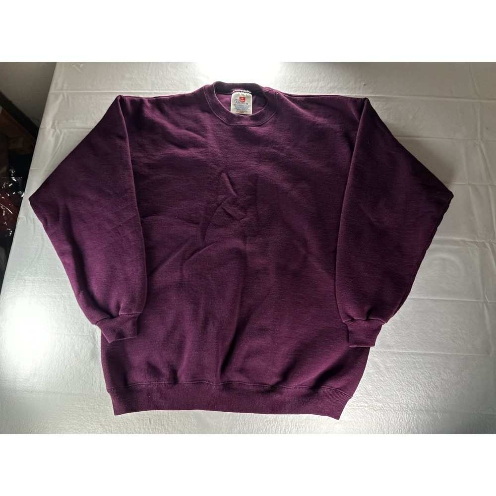 Vintage Blank Hanes Ultimate Sweater Men's Large Maroon Crew Neck Made In‎ USA